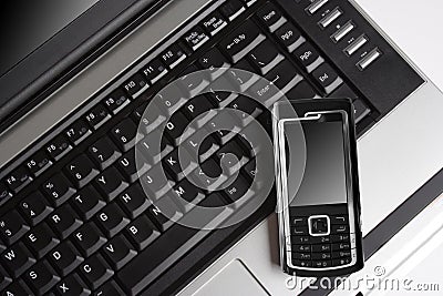 Mobile phone and laptop, GPRS concept Stock Photo