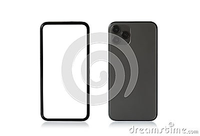 Mobile phone mockup, front and back sides Stock Photo