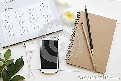Mobile phone ,notebook of student writing note for study Stock Photo