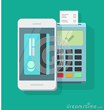 Mobile phone payment processing wireless technology, smartphone air pay Vector Illustration