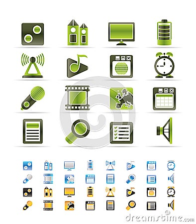 Mobile phone performance, internet and office icon Vector Illustration