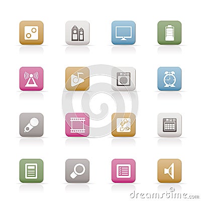 Mobile phone performance, internet and office icon Vector Illustration