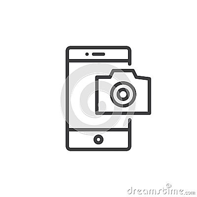 Mobile phone photography camera line icon Vector Illustration