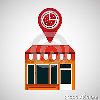 Mobile phone pizza shop locater Vector Illustration