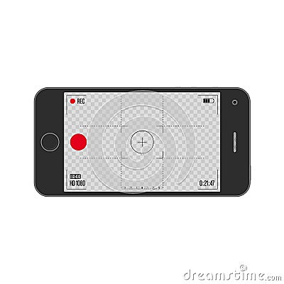 Mobile phone record frame camera. Vector Illustration