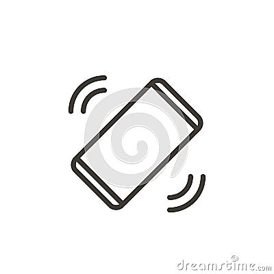 Mobile phone ringing or vibrating receiving a call or message. Vector thin line icon of a smartphone, Vector Illustration