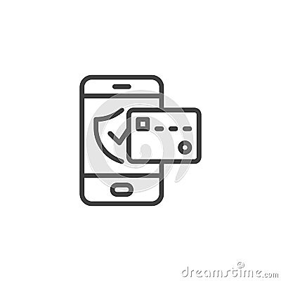 Mobile phone security payment line icon Vector Illustration