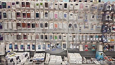 Mobile phone shop covers. Cover for cellphone Editorial Stock Photo