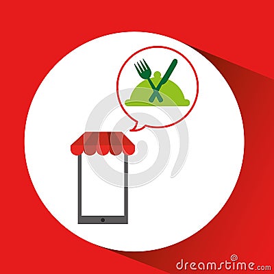 Mobile phone shopping organic food gluten free Vector Illustration