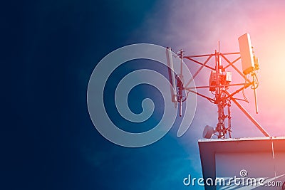 Mobile phone Signal tower cell site of Digital 4G Stock Photo