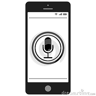 Mobile phone smartphone with voice control and search Vector Illustration