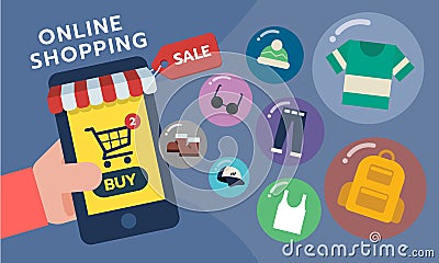 Mobile phone. Mobile store, shop concept. Online shopping application Stock Photo