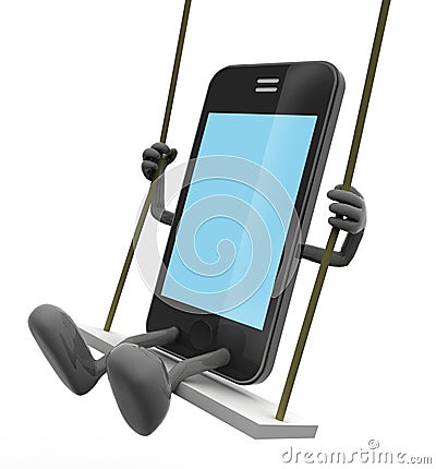 Mobile phone on the swing Stock Photo