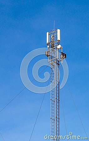 Mobile phone Telecommunication Radio antenna Tower. Cell phone tower. Antennas for 5G communication Stock Photo