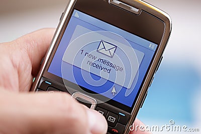 Mobile phone text message or e-mail Stock Photo