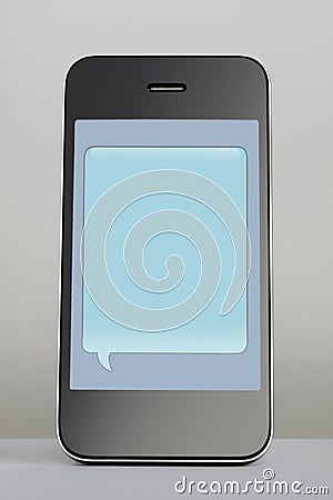 Mobile phone with text message speech bubble Stock Photo