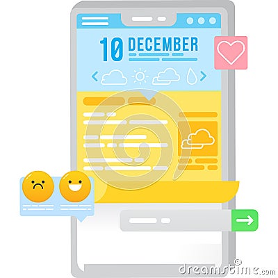 Mobile phone user application vector isolated icon Vector Illustration