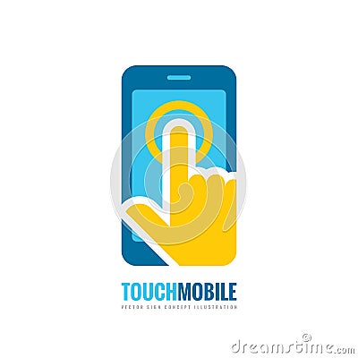 Mobile phone vector logo template concept illustration. Smartphone creative sign. Cellphone symbol. Touch pad technology. Vector Illustration