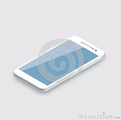 Mobile phone on white. Realistic white 3d Vector Illustration