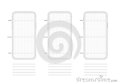 Mobile Phone Wireframe Dotted App Mockup Template Vector Illustration