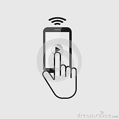 Mobile phone with wireless technology. Touch screen. World technology. Vector illustration Vector Illustration