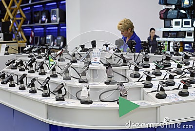 Mobile phones sales department in a supermarket Editorial Stock Photo