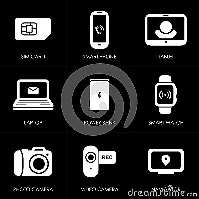 Mobile portable devices icon set symbol flat style vector illustration Vector Illustration