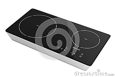 Mobile Portable Induction Cooktop Stove. 3d Rendering Stock Photo