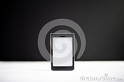 mobile power bank with flashlight on black background, mobile powerbank charger Stock Photo