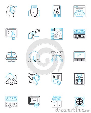 Mobile reality linear icons set. Immersive, Augmented, Virtual, Interactive, D, Camera, Reality line vector and concept Vector Illustration