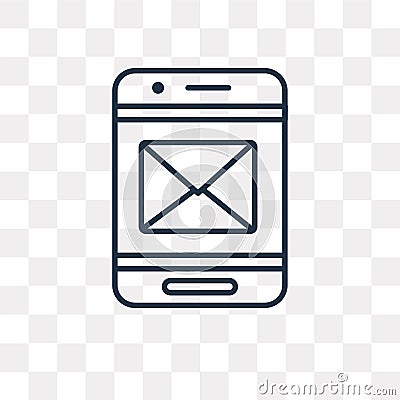 Mobile Receiving Email vector icon isolated on transparent background, linear Mobile Receiving Email transparency concept can be Vector Illustration
