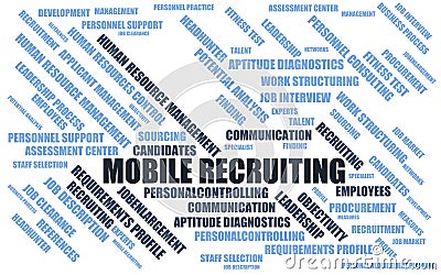 Mobile recruiting - word cloud / wordcloud with terms about recruiting Stock Photo