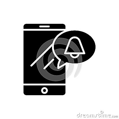 Mobile ringtone black icon concept. Mobile ringtone flat vector symbol, sign, illustration. Vector Illustration