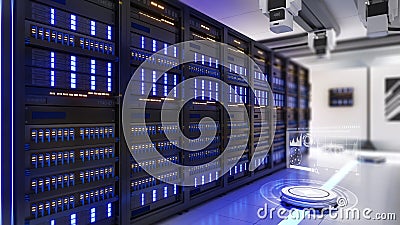 Mobile robot help processing,Robotic system Mobile robots help work in the workplace Server Stock Photo