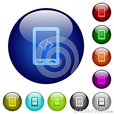 Mobile scripting color glass buttons Stock Photo