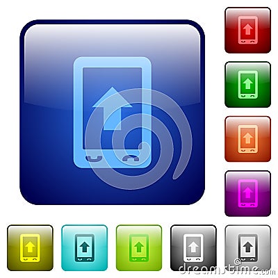 Mobile scroll up color square buttons Stock Photo