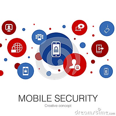 Mobile security trendy circle template Vector Illustration