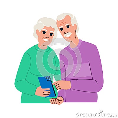 mobile seniors using phone vector Vector Illustration