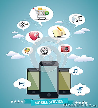 Mobile Service Design Idea Vector Illustration