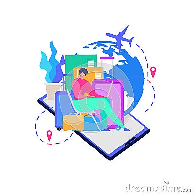 Mobile Service for Travelers Flat Vector Concept Vector Illustration