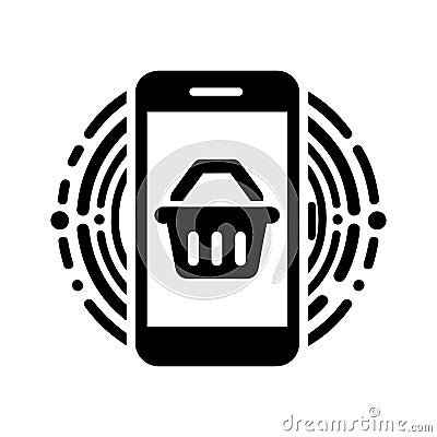 Mobile shopping and digital commerce icon. Smartphone with a shopping basket Vector Illustration