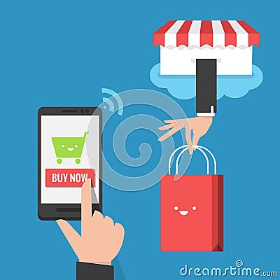 Mobile shopping flat design Vector Illustration