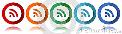 Mobile signal vector icons, flat icon set for logo design, webdesign and mobile applications, colorful web button collection in Vector Illustration