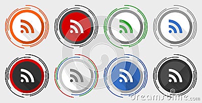 Mobile signal vector icons, set of colorful web buttons in eps 10 Vector Illustration