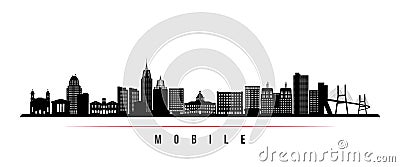 Mobile skyline horizontal banner. Vector Illustration