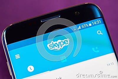 Mobile skype application Editorial Stock Photo