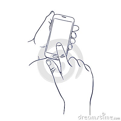Mobile smart phone touch screen with finger Vector Illustration