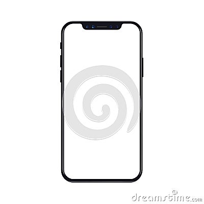 Mobile smartphone phone mockup isolated on white background with blank screen. Realistic vector illustration. Vector Illustration