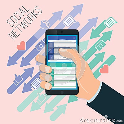 Mobile social networking Vector Illustration