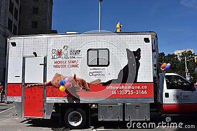 Mobile Spay Neuter Clinic truck in Ottawa, Canada Editorial Stock Photo